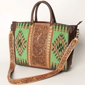 American Darling Hand Tooled Saddle Blanket Tote